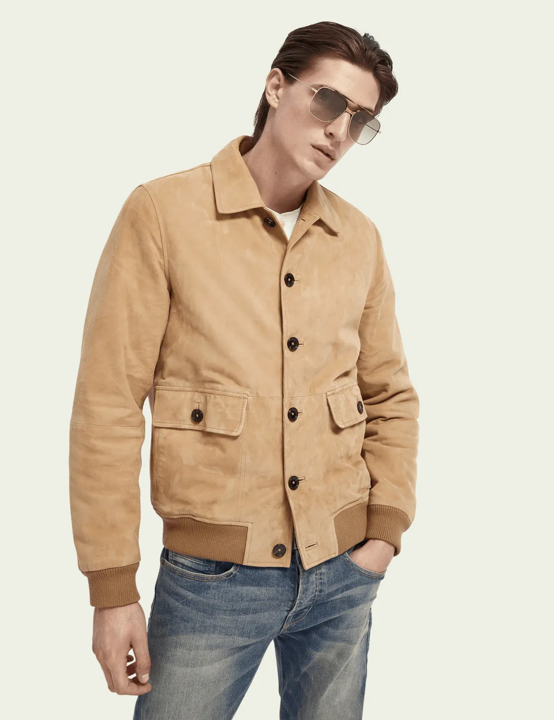 Cazadora de ante puro - ECRU