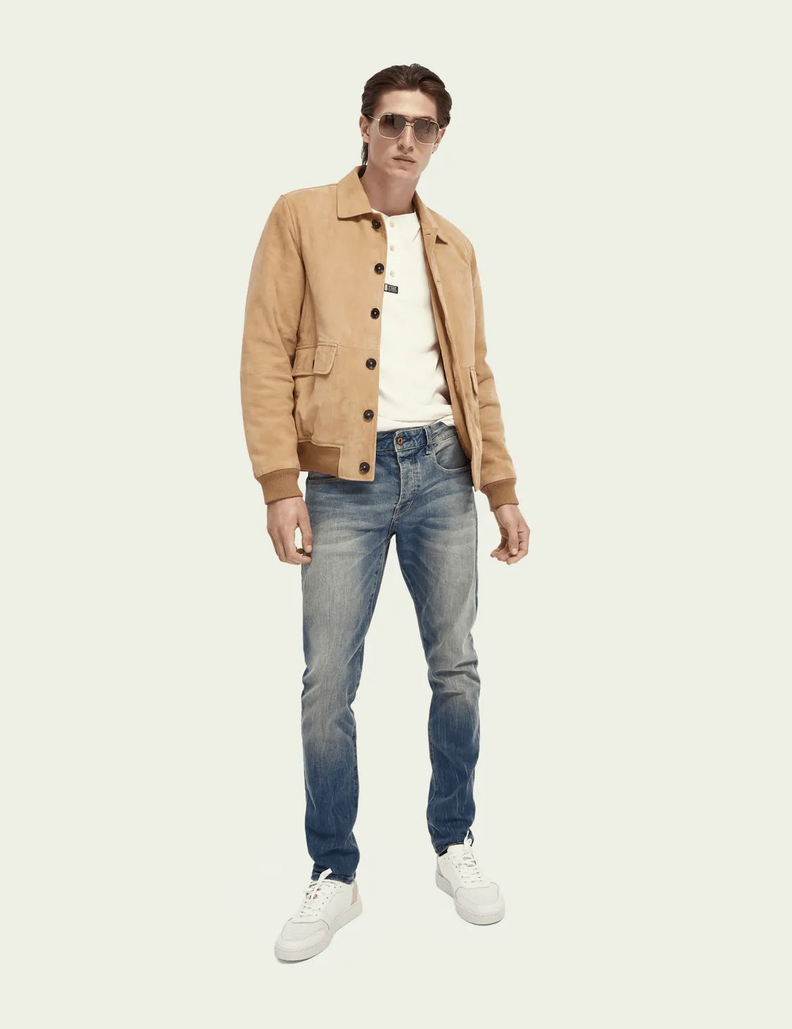 Cazadora de ante puro - ECRU