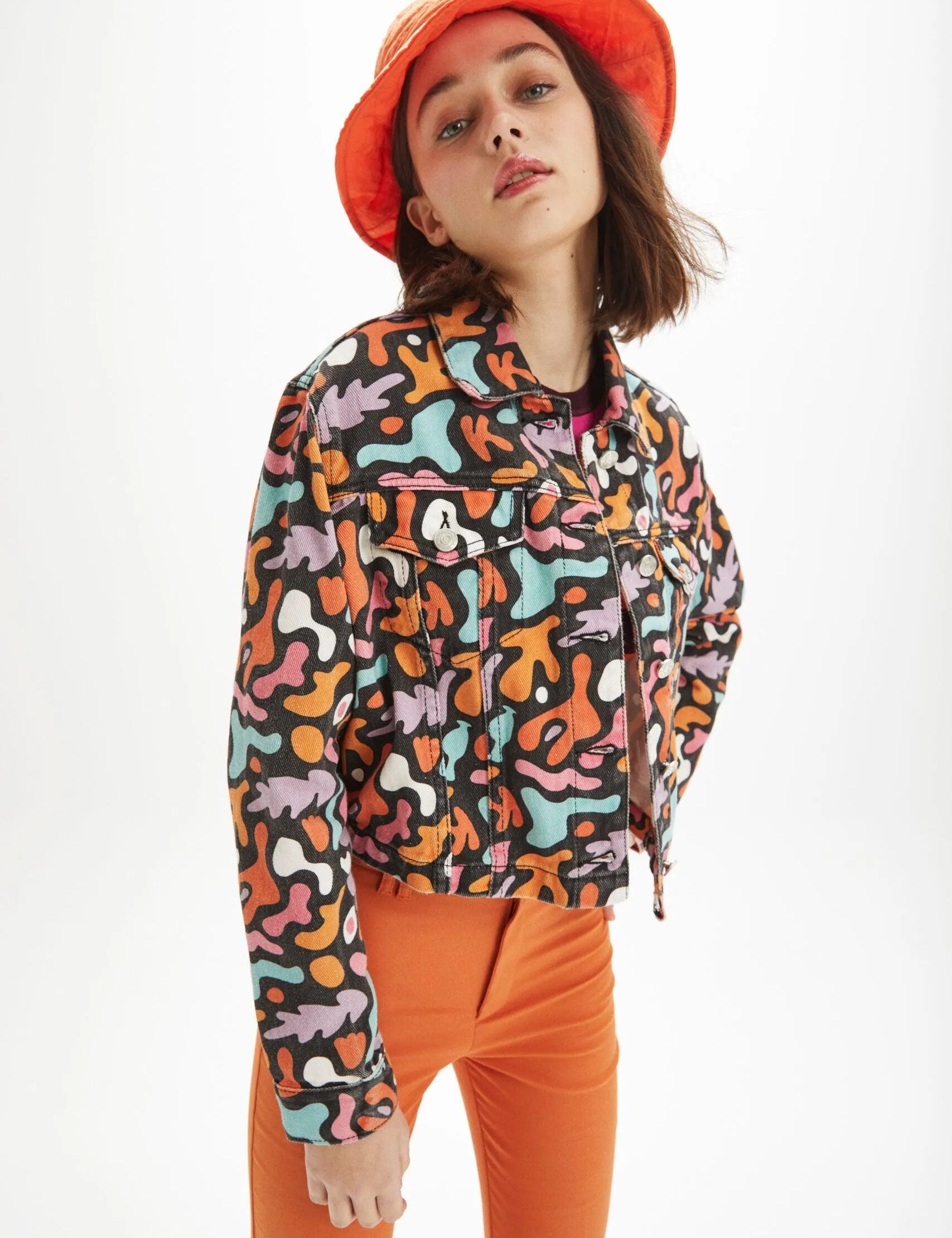 Cazadora estampada vaquera - ECRU