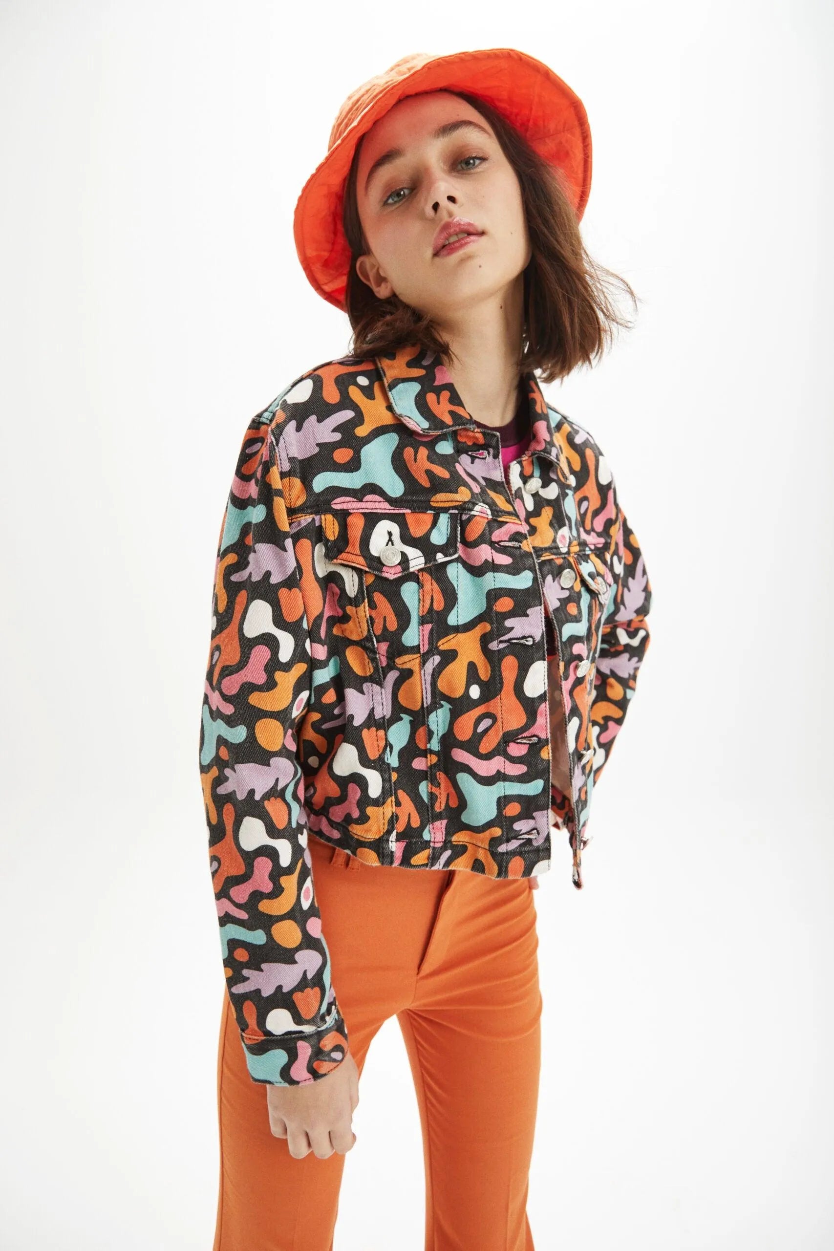 Cazadora estampada vaquera - ECRU