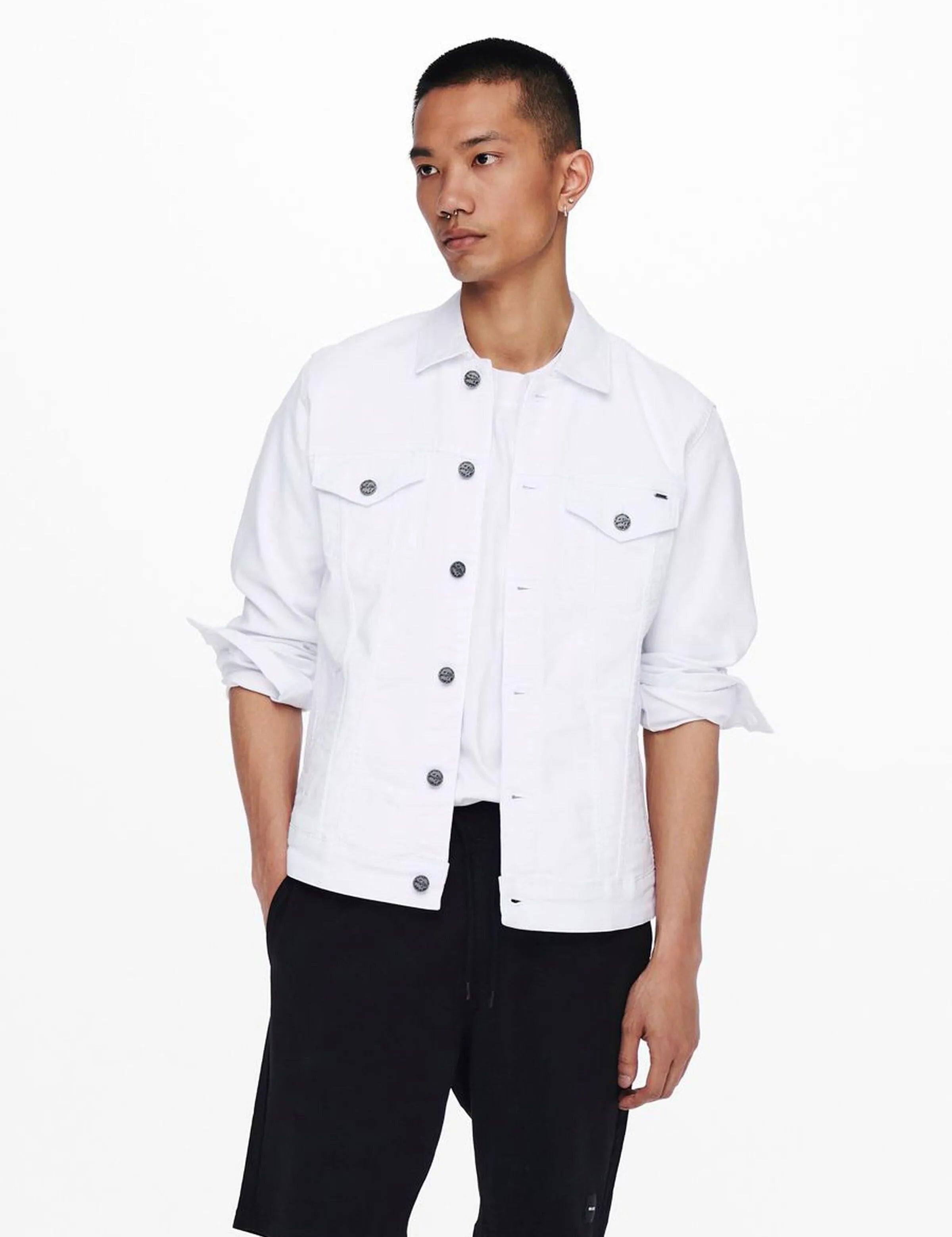 Cazadora Vaquera Blanca Coin - ECRU