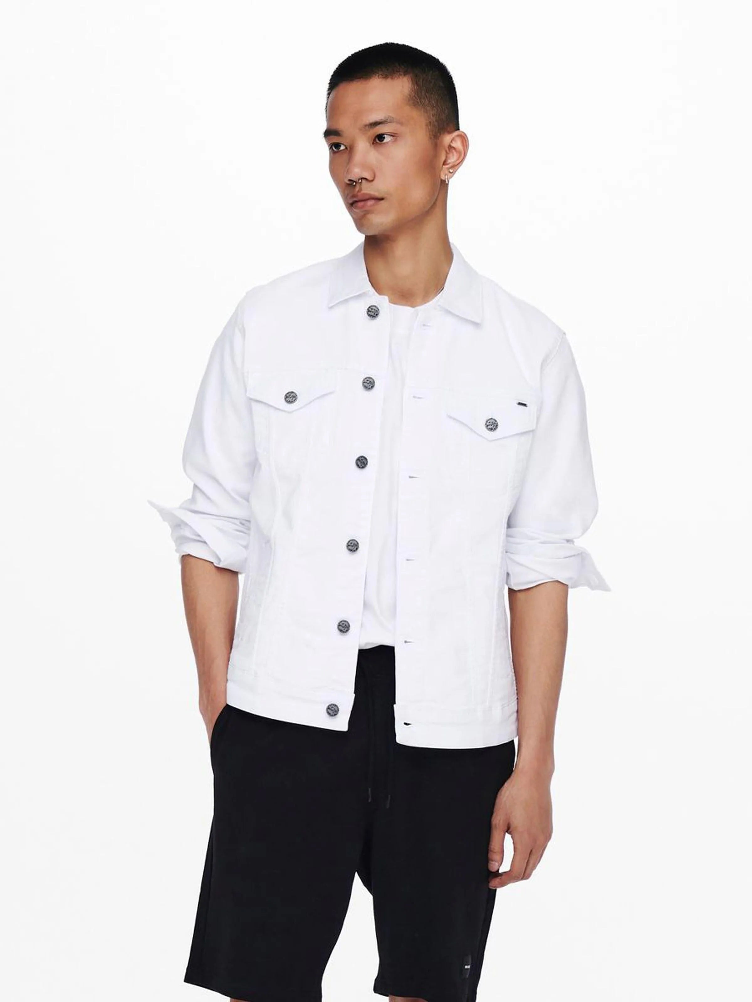 Cazadora Vaquera Blanca Coin - ECRU