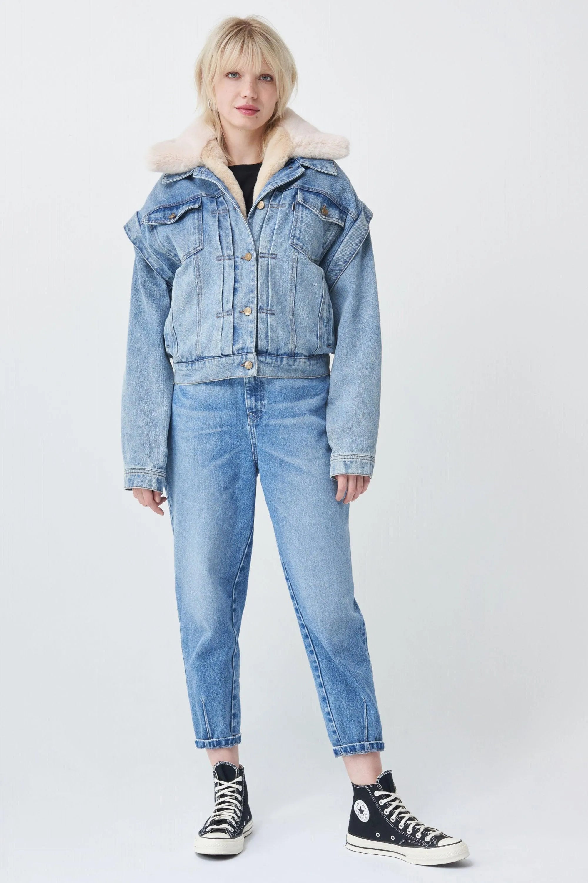 Cazadora vaquera oversize multifunción - ECRU