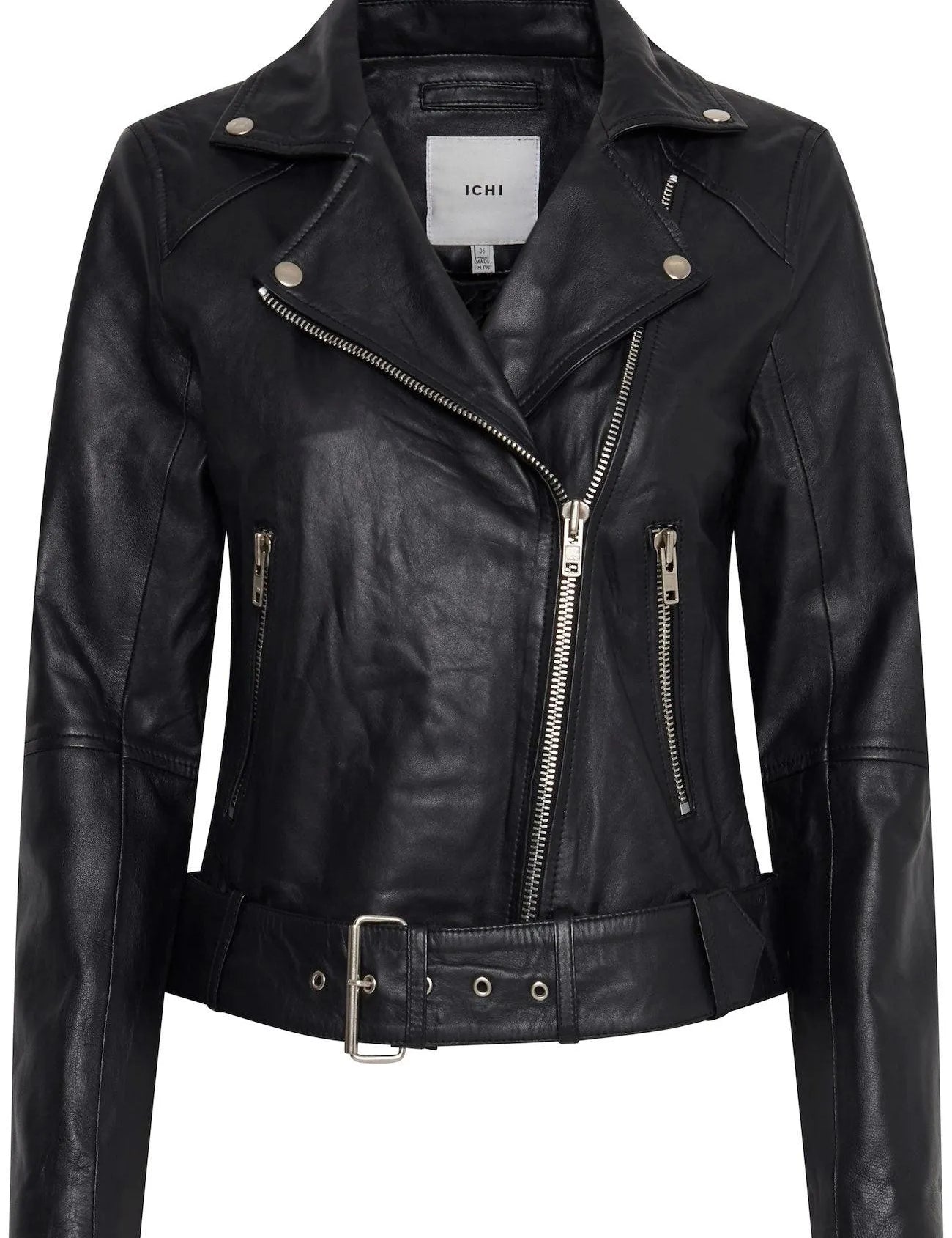 Chaqueta Biker de Piel Satori - ECRU