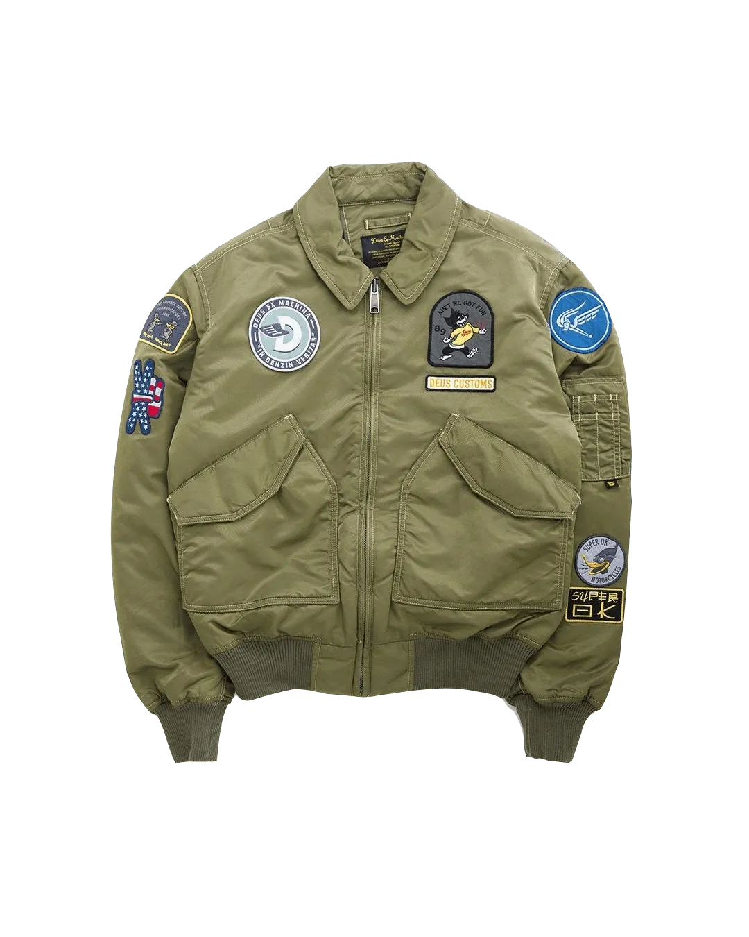 Chaqueta Bomber Flight Overdye Olive Drab - ECRU