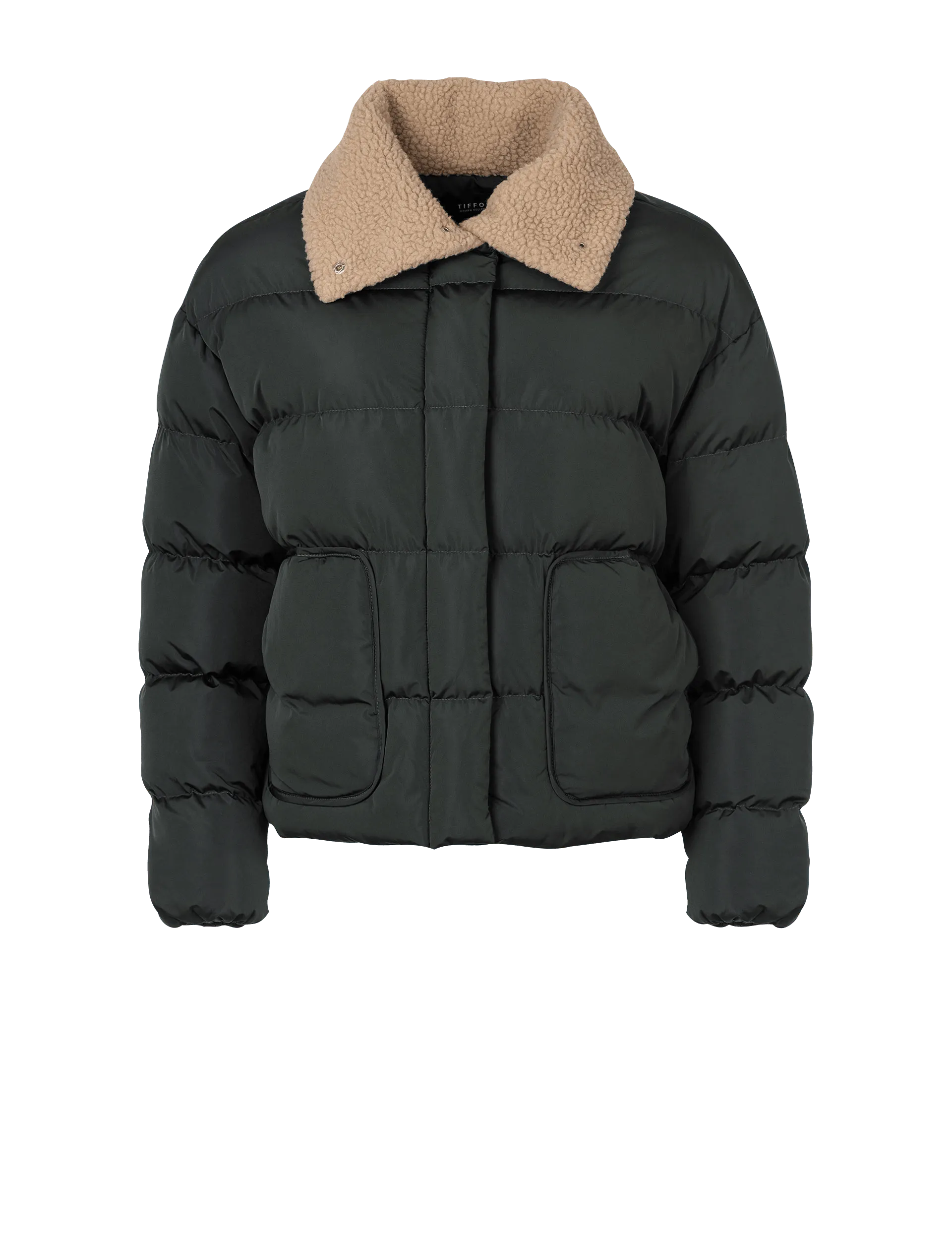 Chaqueta Boxy con Cuello Pelo Crash - ECRU