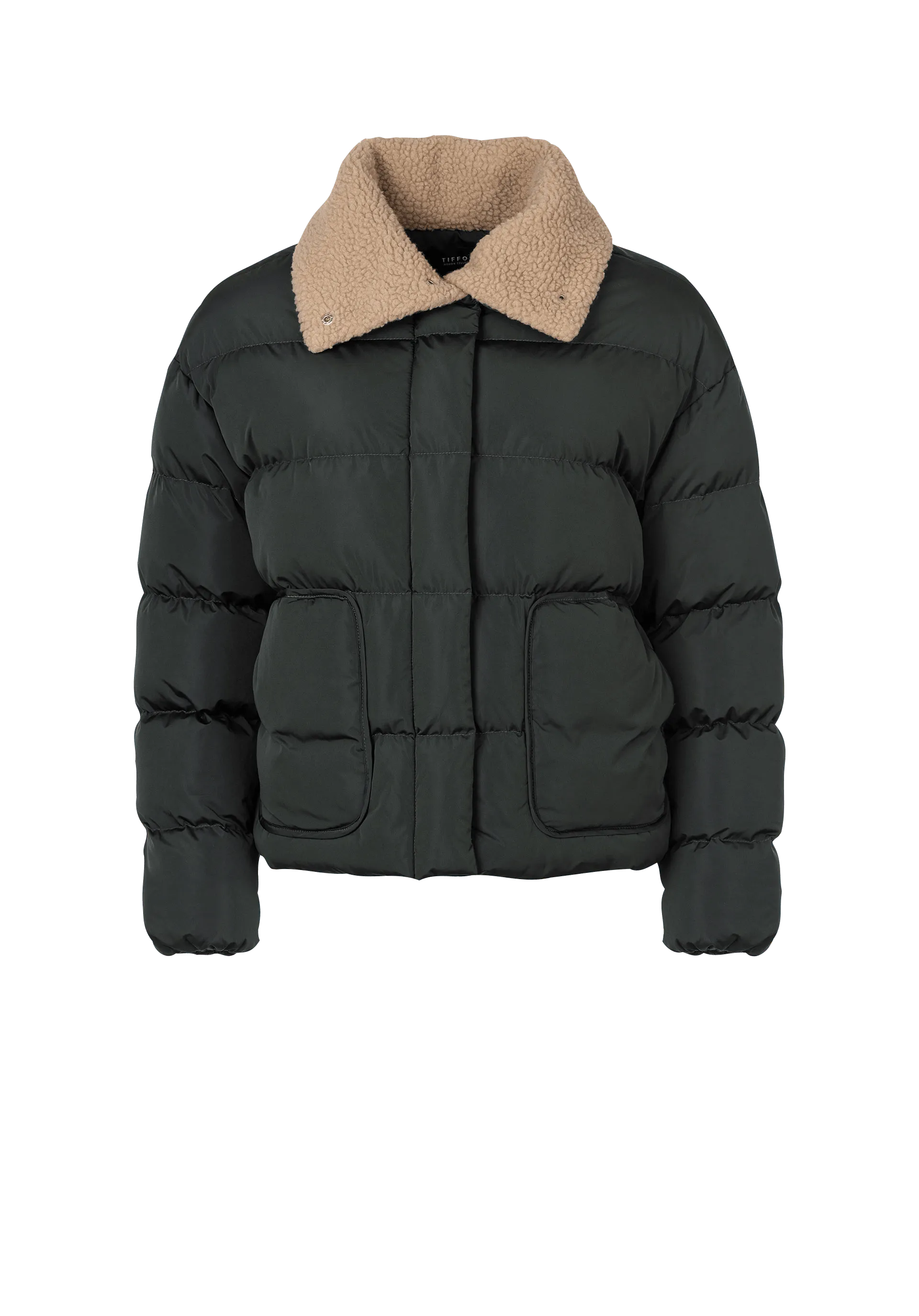 Chaqueta Boxy con Cuello Pelo Crash - ECRU