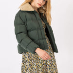 Chaqueta Boxy con Cuello Pelo Crash - ECRU