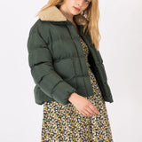 Chaqueta Boxy con Cuello Pelo Crash - ECRU