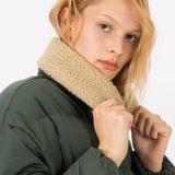 Chaqueta Boxy con Cuello Pelo Crash - ECRU