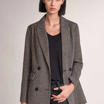 Chaqueta De Paño Cruzada De Cuadros - ECRU