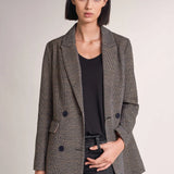 Chaqueta De Paño Cruzada De Cuadros - ECRU