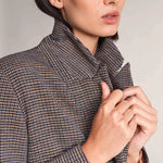 Chaqueta De Paño Cruzada De Cuadros - ECRU