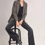 Chaqueta De Paño Cruzada De Cuadros - ECRU