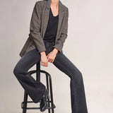 Chaqueta De Paño Cruzada De Cuadros - ECRU