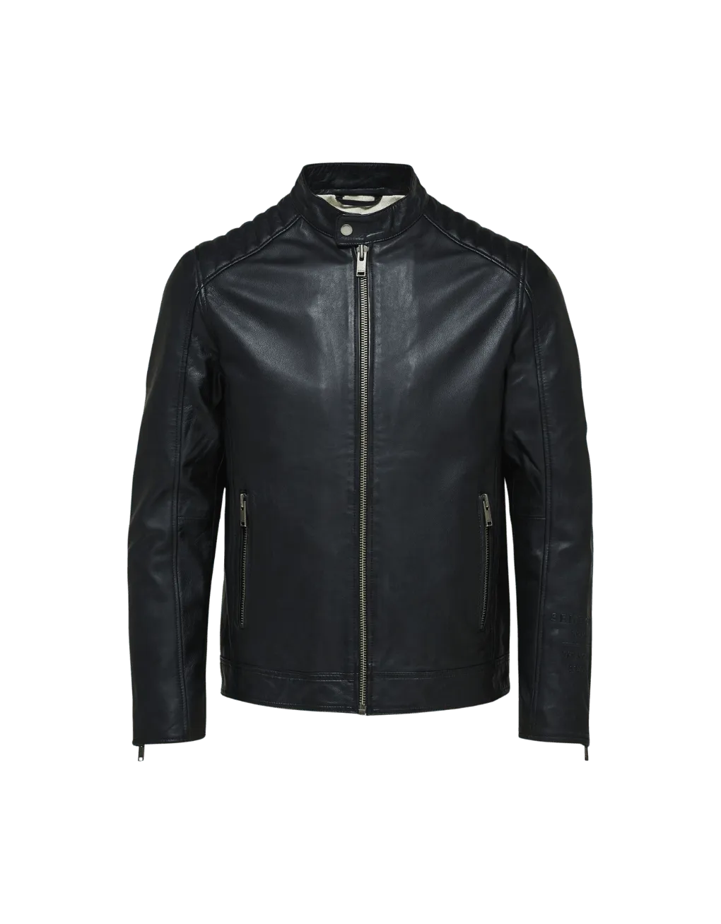Chaqueta de Piel Iconic Racer Black - ECRU