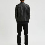 Chaqueta de Piel Iconic Racer Black - ECRU