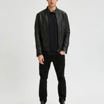 Chaqueta de Piel Iconic Racer Black - ECRU