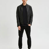 Chaqueta de Piel Iconic Racer Black - ECRU