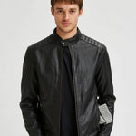 Chaqueta de Piel Iconic Racer Black - ECRU