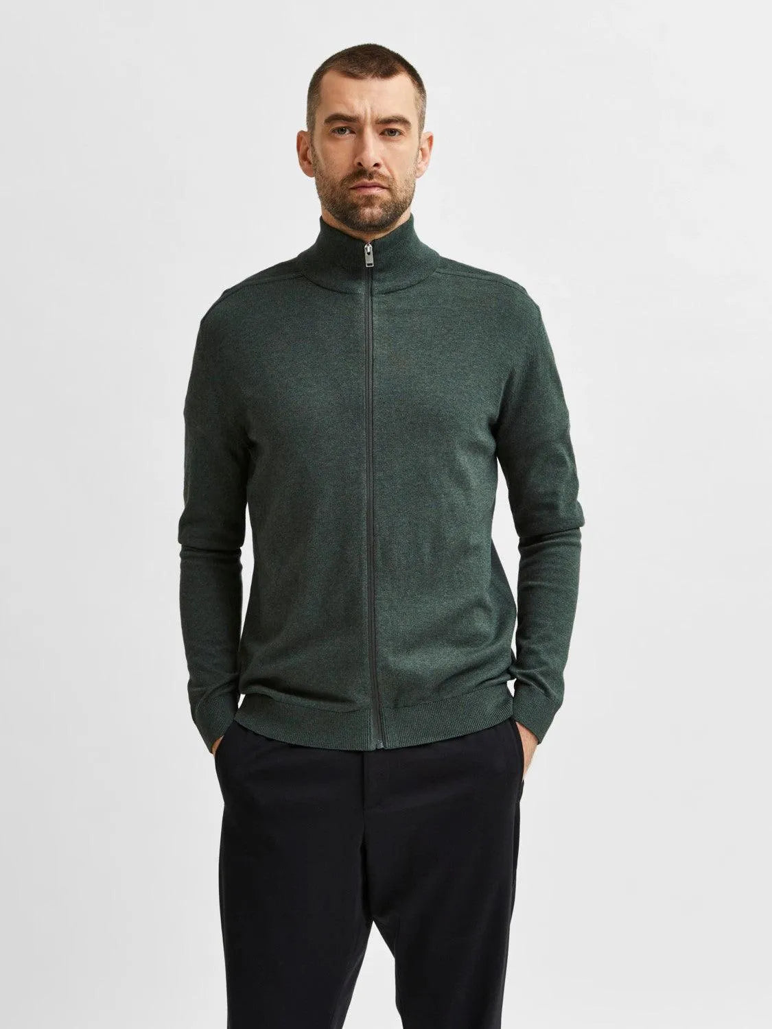 Chaqueta de punto de algodón pima Berg Darkest Spruce - ECRU