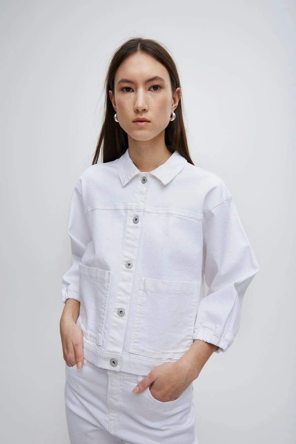 Chaqueta ICHI Vaquera Blanca Ziggy - ECRU