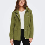 Chaqueta Only de Mujer con Capucha de Entretiempo Newstarline Olive Drab - ECRU