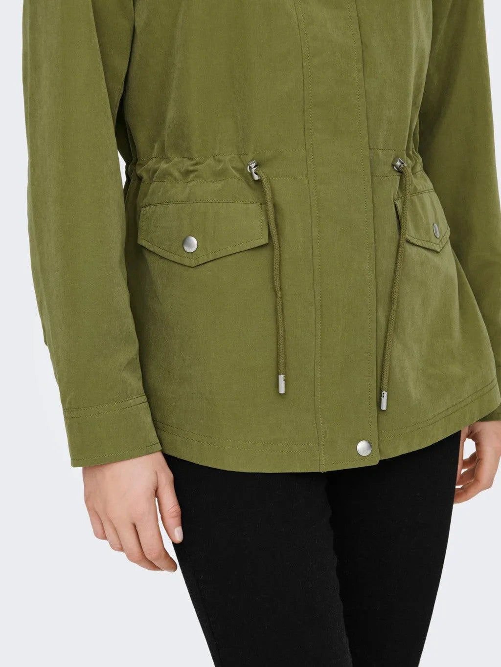 Chaqueta Only de Mujer con Capucha de Entretiempo Newstarline Olive Drab - ECRU