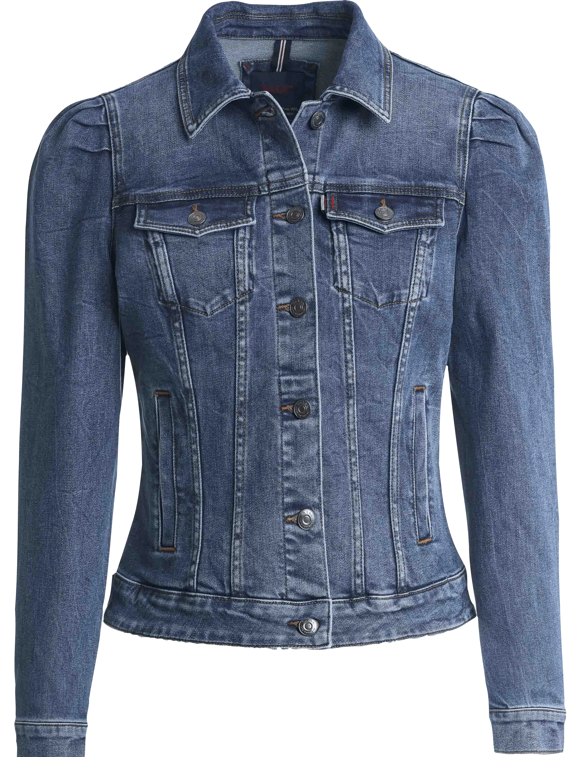 Chaqueta Vaquera Slim Fit Manga Abullonada - ECRU