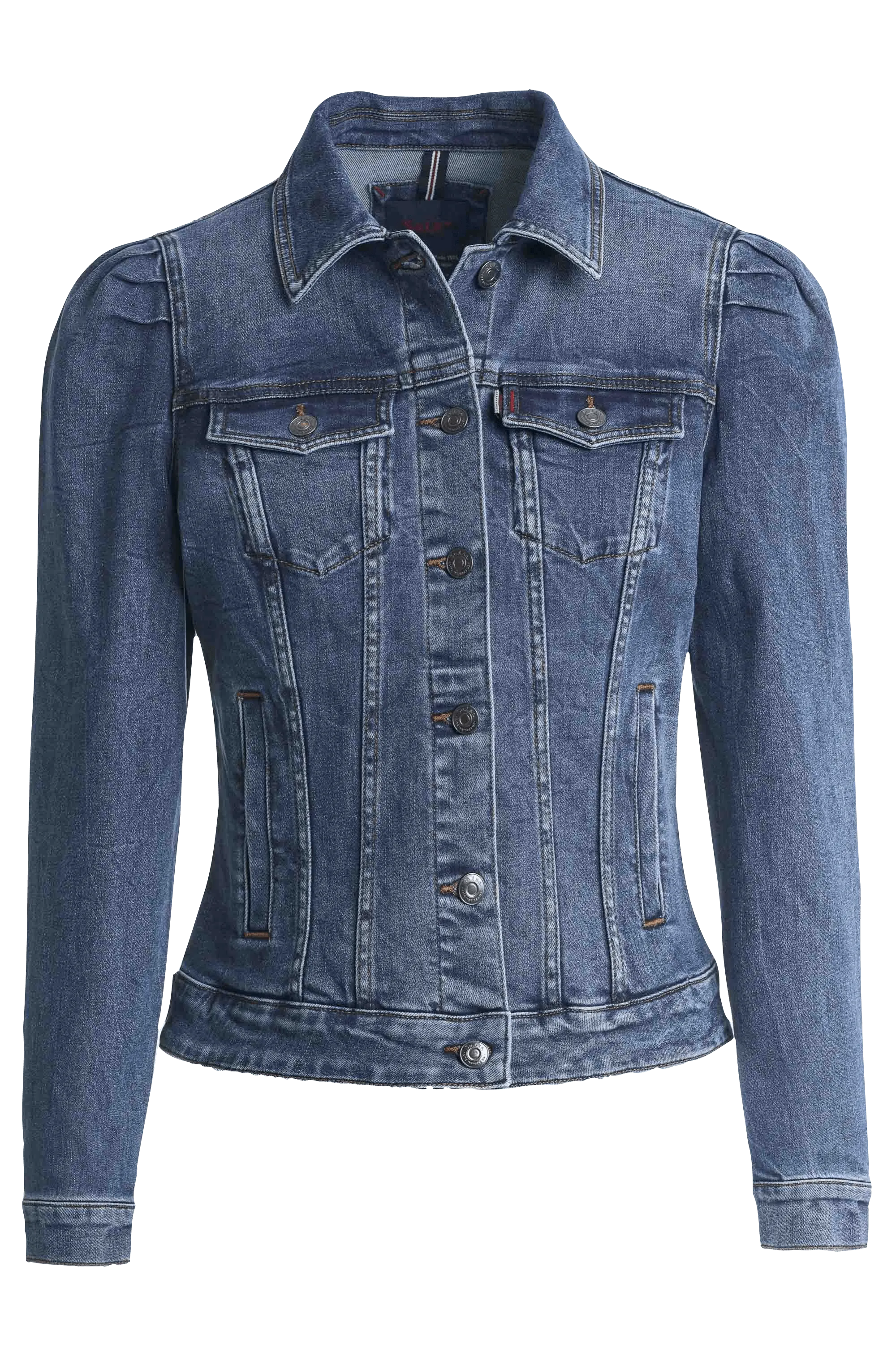 Chaqueta Vaquera Slim Fit Manga Abullonada - ECRU