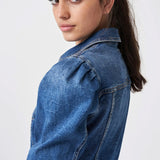 Chaqueta Vaquera Slim Fit Manga Abullonada - ECRU