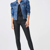 Chaqueta Vaquera Slim Fit Manga Abullonada - ECRU