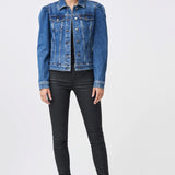 Chaqueta Vaquera Slim Fit Manga Abullonada - ECRU