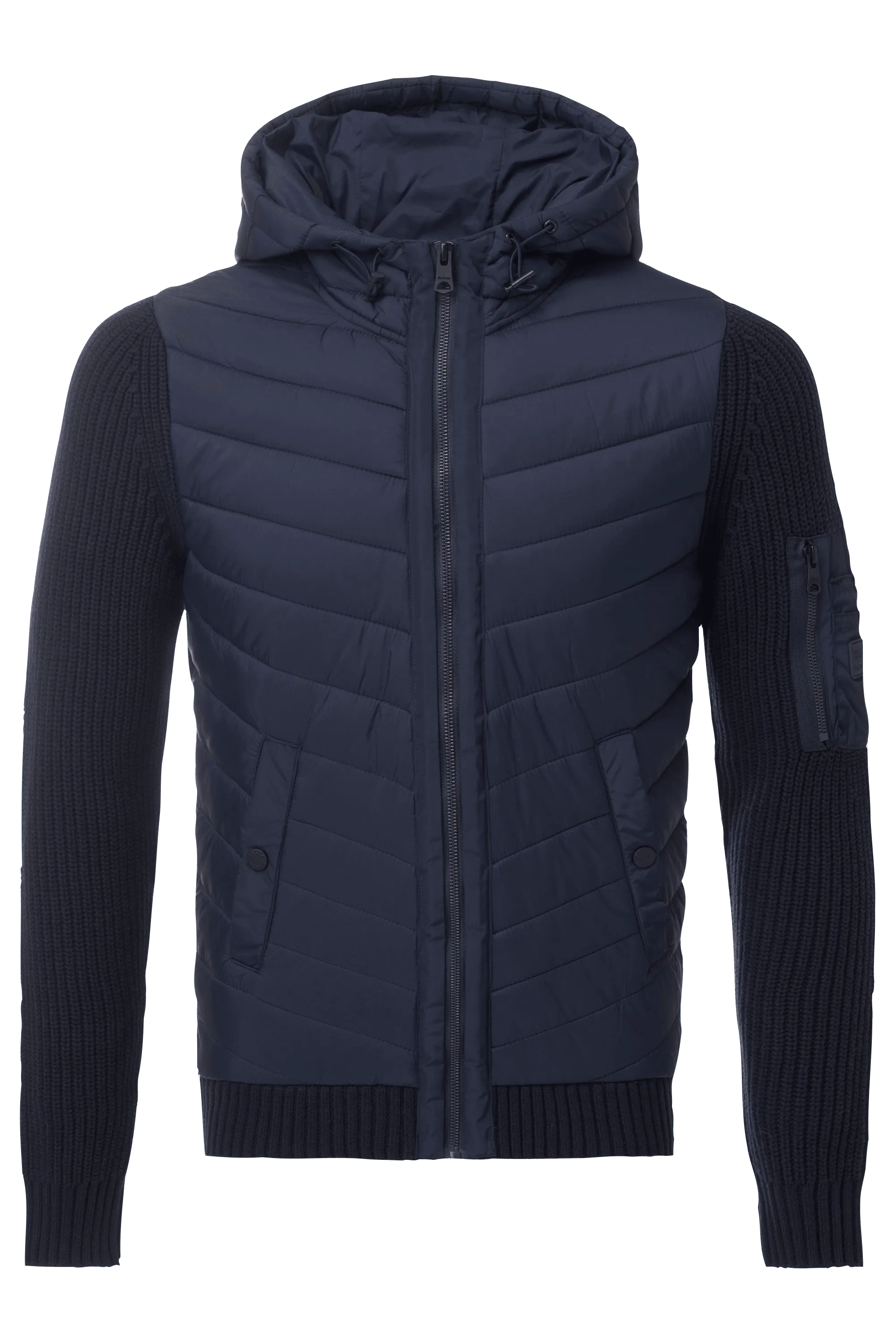 Chaquetón con detalle frontal y capucha - ECRU