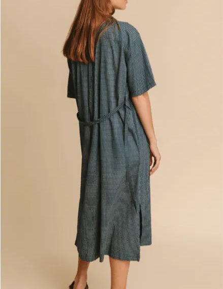 Cuadros Blue Mandy Dress - ECRU