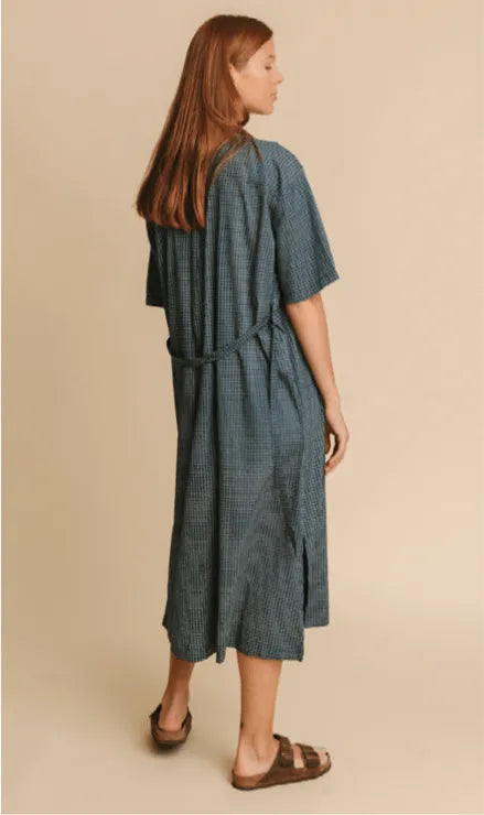 Cuadros Blue Mandy Dress - ECRU