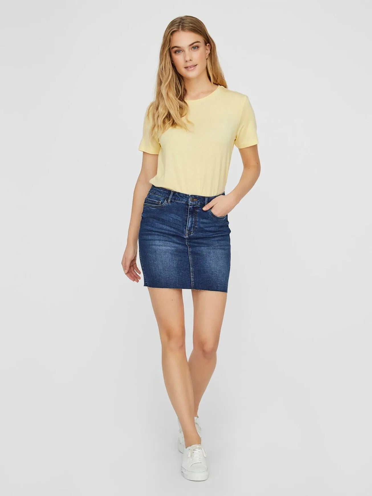 Falda Denim Mini - ECRU