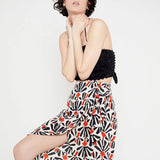 Falda envolvente drapeado lateral estampado tribal - ECRU