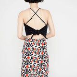 Falda envolvente drapeado lateral estampado tribal - ECRU