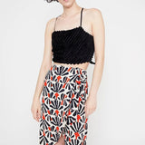 Falda envolvente drapeado lateral estampado tribal - ECRU