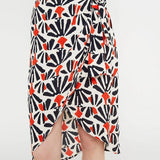 Falda envolvente drapeado lateral estampado tribal - ECRU