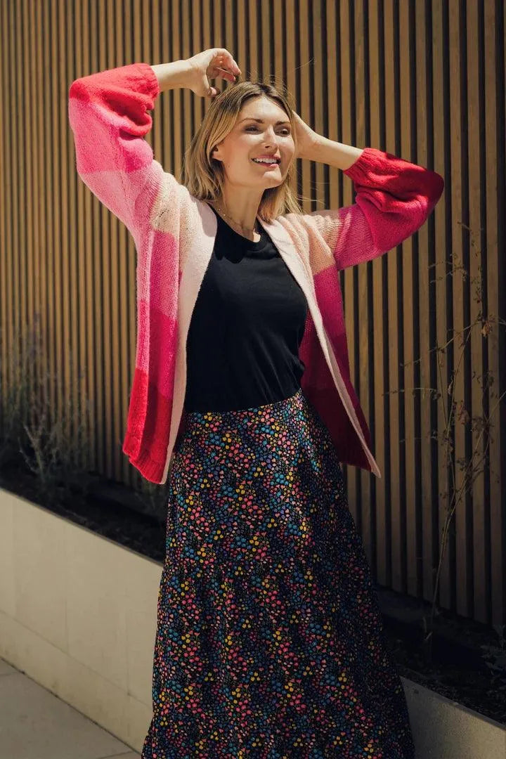 Falda Felicity Tiered Black/Multi, Ditsy Floral - ECRU