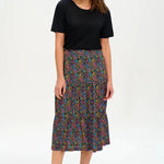 Falda Felicity Tiered Black/Multi, Ditsy Floral - ECRU