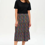 Falda Felicity Tiered Black/Multi, Ditsy Floral - ECRU