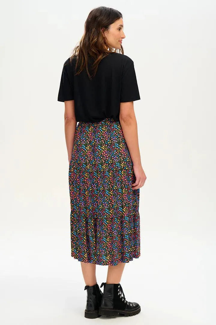 Falda Felicity Tiered Black/Multi, Ditsy Floral - ECRU
