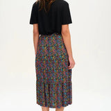 Falda Felicity Tiered Black/Multi, Ditsy Floral - ECRU