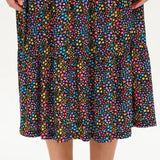 Falda Felicity Tiered Black/Multi, Ditsy Floral - ECRU