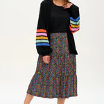 Falda Felicity Tiered Black/Multi, Ditsy Floral - ECRU