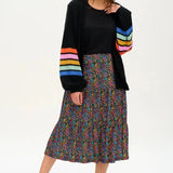 Falda Felicity Tiered Black/Multi, Ditsy Floral - ECRU
