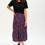 Falda Felicity Tiered Black/Multi Leopard Love - ECRU